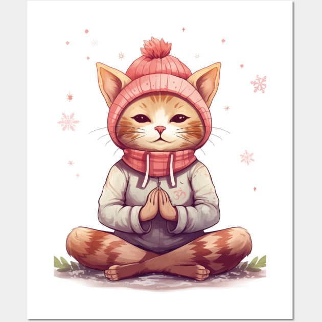 Yoga Meditation Christmas Cat I OM Wall Art by ByMine